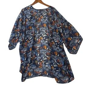 Tropical Escape Butterfly Print Kimono Cover Up Women’s Large Boho Lightweight
